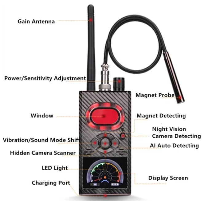 K99 Anti spy Hidden Camera Detector RF Signal Wireless Camera Lens Bug GPS Tracker